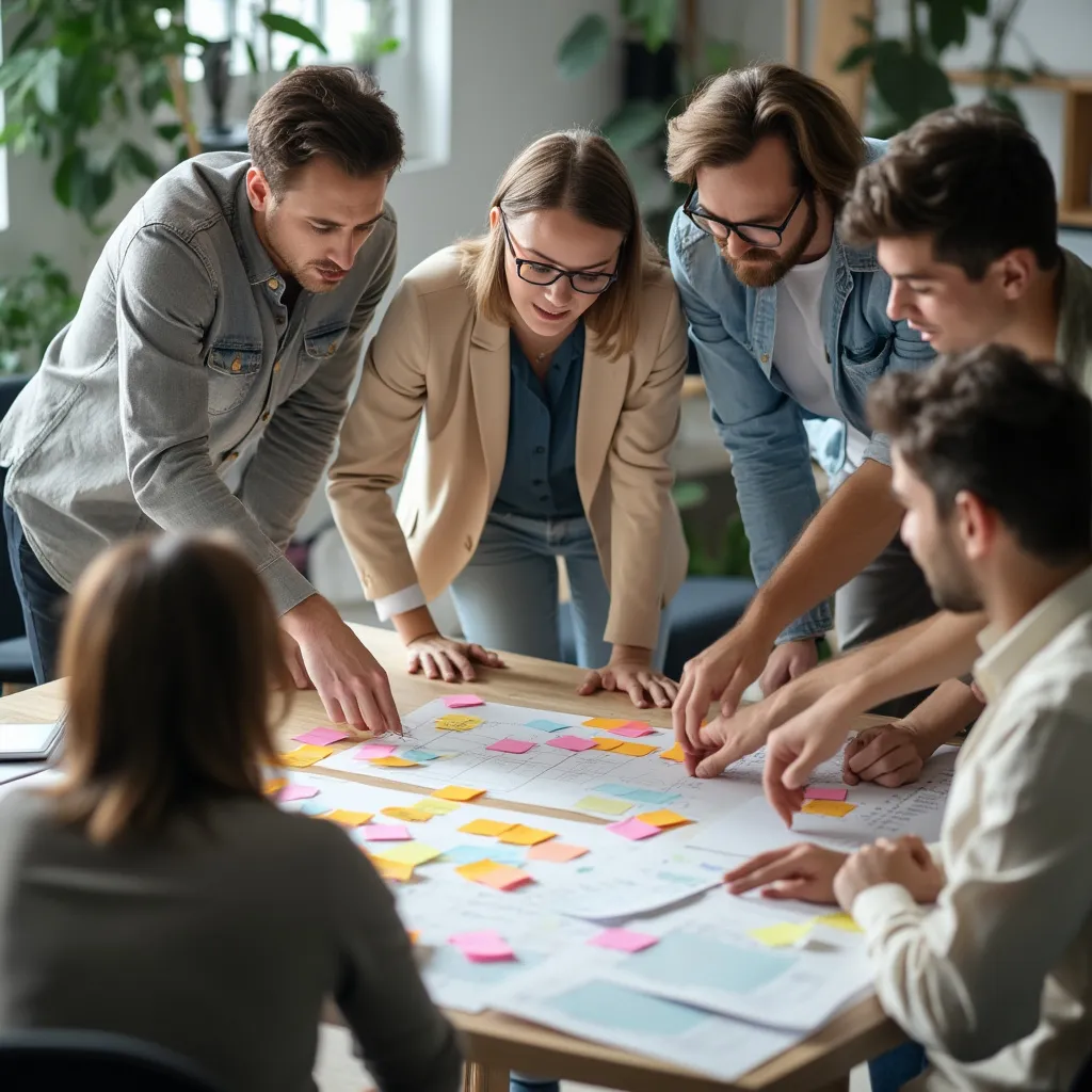 Equipo trabajando en estrategias